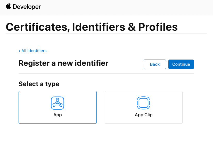 Certificates, Identifiers & Profiles